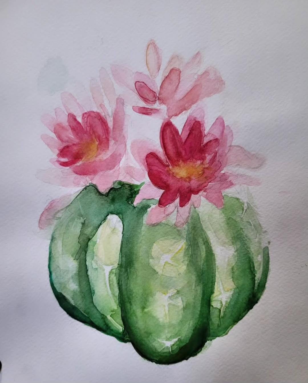 Huzurun Sembolü - Pembe Lotus Çiçekleri Suluboya